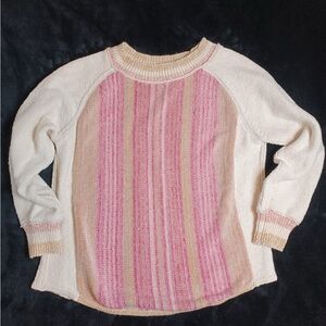 Tribal Pink and Cream Striped Sweater, size medium